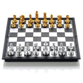 طقم ولوح شطرنج عالمي كبير الحجم وقابل للطي يصلح للعب الداما لوح محمول للسفر لعبة تنافسية، من ام انا