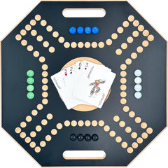 لعبة لوحية خشبية جاكارو، لـ 4 لاعبين مع كرات زجاجية وبطاقات، مقاس 39 × 39 سم، بلون بني، (استخدام باللغة الإنجليزية)، من فنز