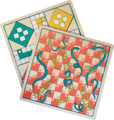 لعبة لودو بلس سنيكس اند سلالم خشبية - مجموعتان من لعبتين في حزمة واحدة - العاب نرد باتشيسي للاطفال والكبار - لوح كلاسيكي مزدوج الجوانب مقاس 12 انش × 12 انش لعدد 2-4 لاعبين، من بري بيلي، 6 سنوات