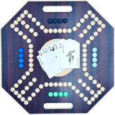 لعبة لوحية خشبية جاكارو، لـ 4 لاعبين مع كرات زجاجية وبطاقات، مقاس 39 × 39 سم، بلون بني، (استخدام باللغة الإنجليزية)، من فنز