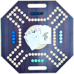 لعبة لوحية خشبية جاكارو، لـ 4 لاعبين مع كرات زجاجية وبطاقات، مقاس 39 × 39 سم، بلون بني، (استخدام باللغة الإنجليزية)، من فنز