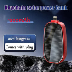 Solar Power Bank Mini Key Ring Portable Charger 1200mAh Outdoor Camping External Battery Emergent Power Cargador Portátil 보조배터리