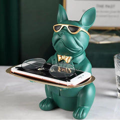 Cool French Bulldog Piggy Bank and Platter Statue