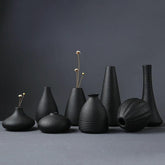 Black as Night Textured Ceramic Vases