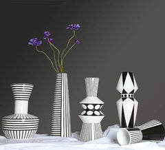 Black And White Geometric Vases