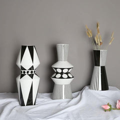 Black And White Geometric Vases