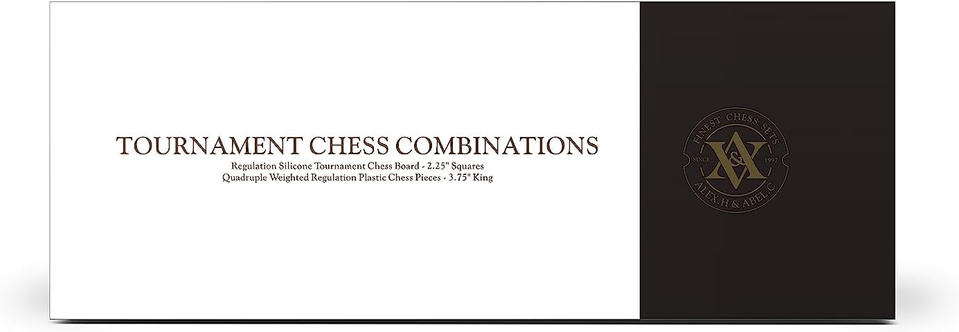 مجموعة لعبة شطرنج للبطولات بلوح سيليكون عالي الجودة وقابل للطي مقاس 51 × 51 سم مع قطع بلاستيك متينة رباعية الثقل وقطعة ملك بنمط ستونتون كلاسيكي بارتفاع 10 سم وشنطة تخزين من ايه اند ايه، 6 سنوات