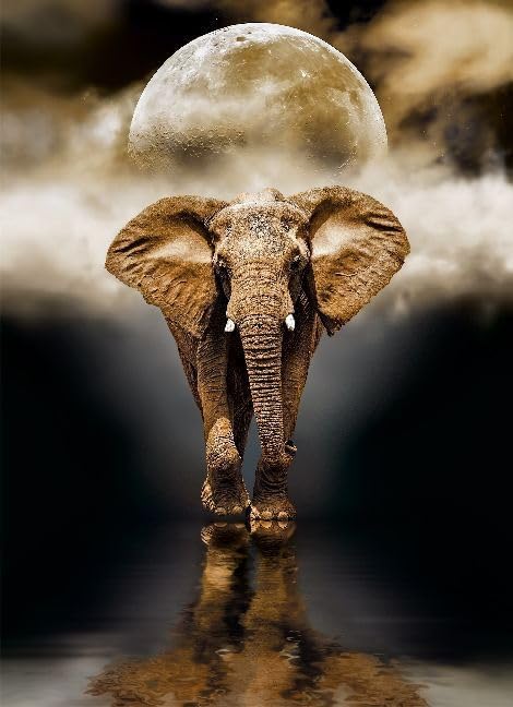 كلمنتوني بازل الفيل 1000 قطعة (69 × 50 سم)، مناسبة لديكور المنزل، بازل للكبار من عمر 14 سنوات فما فوق، 14 سنة إلى 99 سنة