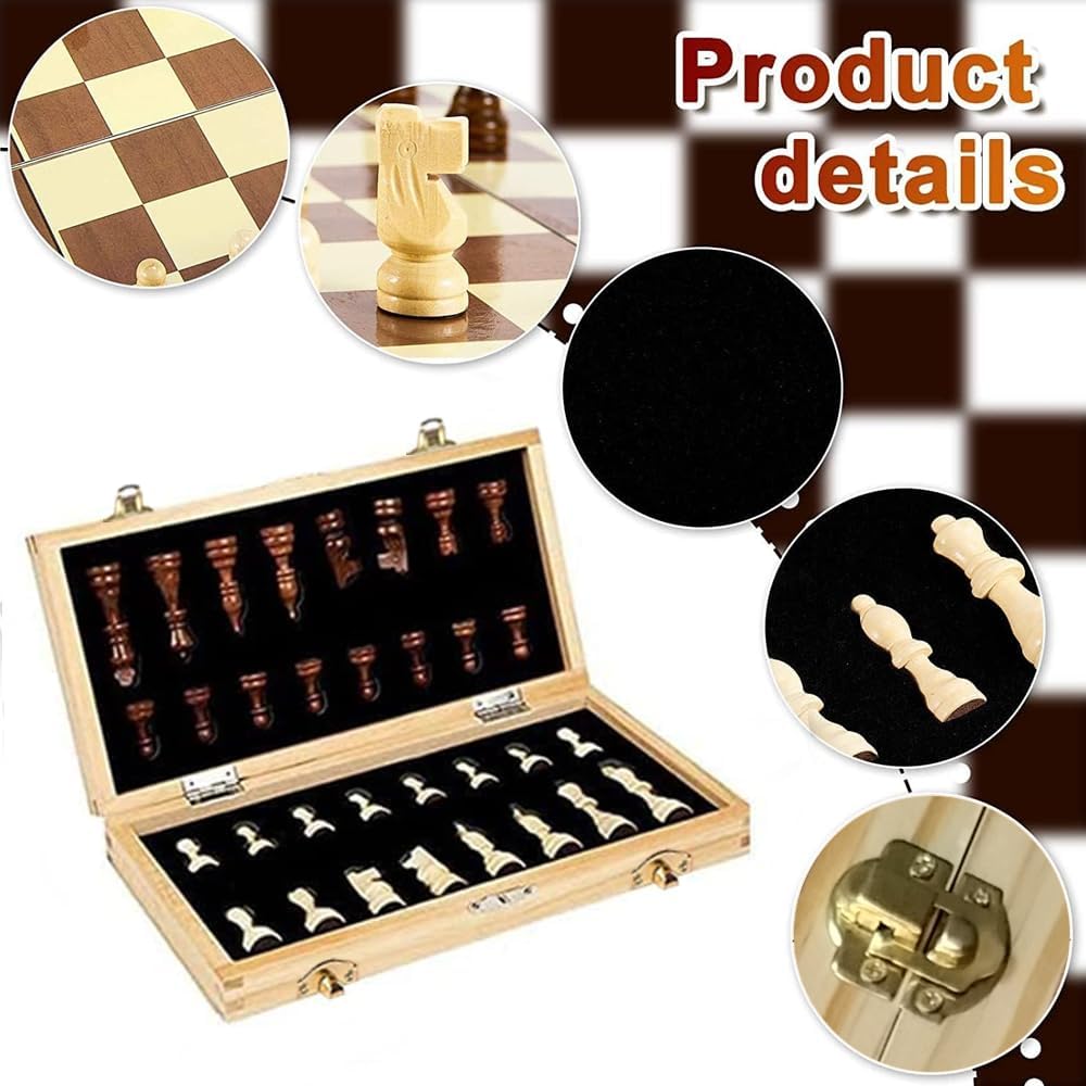 اماتير مجموعة شطرنج خشبية مغناطيسية 15.4 انش، مجموعة العاب لوح محمولة قابلة للطي مع قطع شطرنج مصنوعة يدويا من اللباد العاب تعليمية للبالغين والمراهقين، من اميرتير