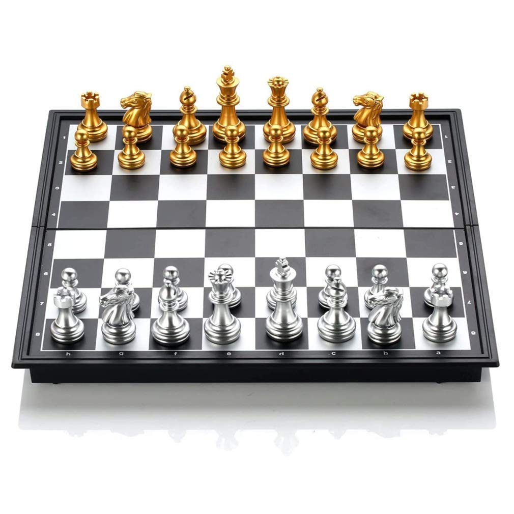 طقم ولوح شطرنج عالمي كبير الحجم وقابل للطي يصلح للعب الداما لوح محمول للسفر لعبة تنافسية، من ام انا