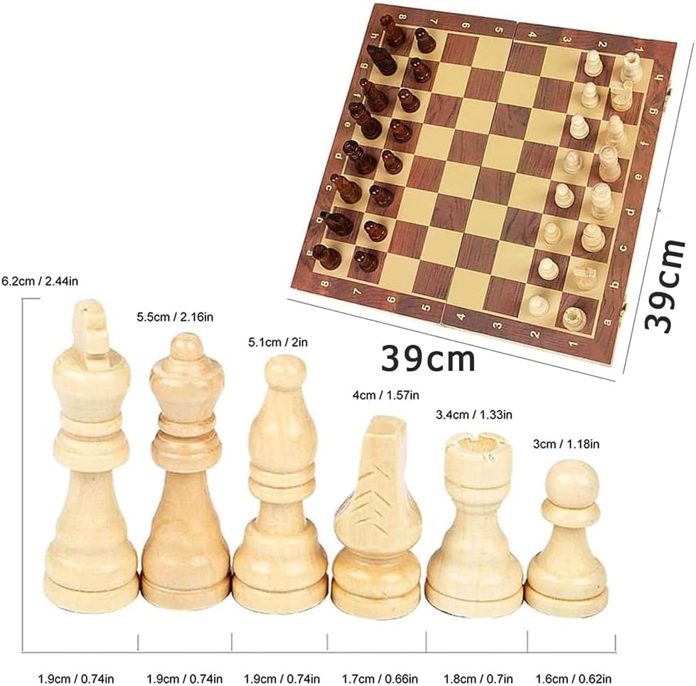 اماتير مجموعة شطرنج خشبية مغناطيسية 15.4 انش، مجموعة العاب لوح محمولة قابلة للطي مع قطع شطرنج مصنوعة يدويا من اللباد العاب تعليمية للبالغين والمراهقين، من اميرتير