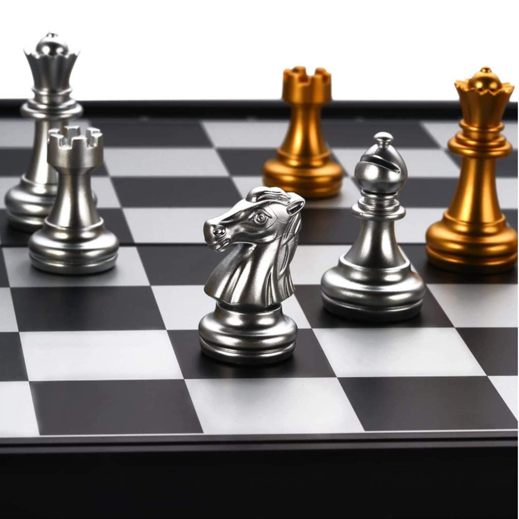 طقم ولوح شطرنج عالمي كبير الحجم وقابل للطي يصلح للعب الداما لوح محمول للسفر لعبة تنافسية، من ام انا