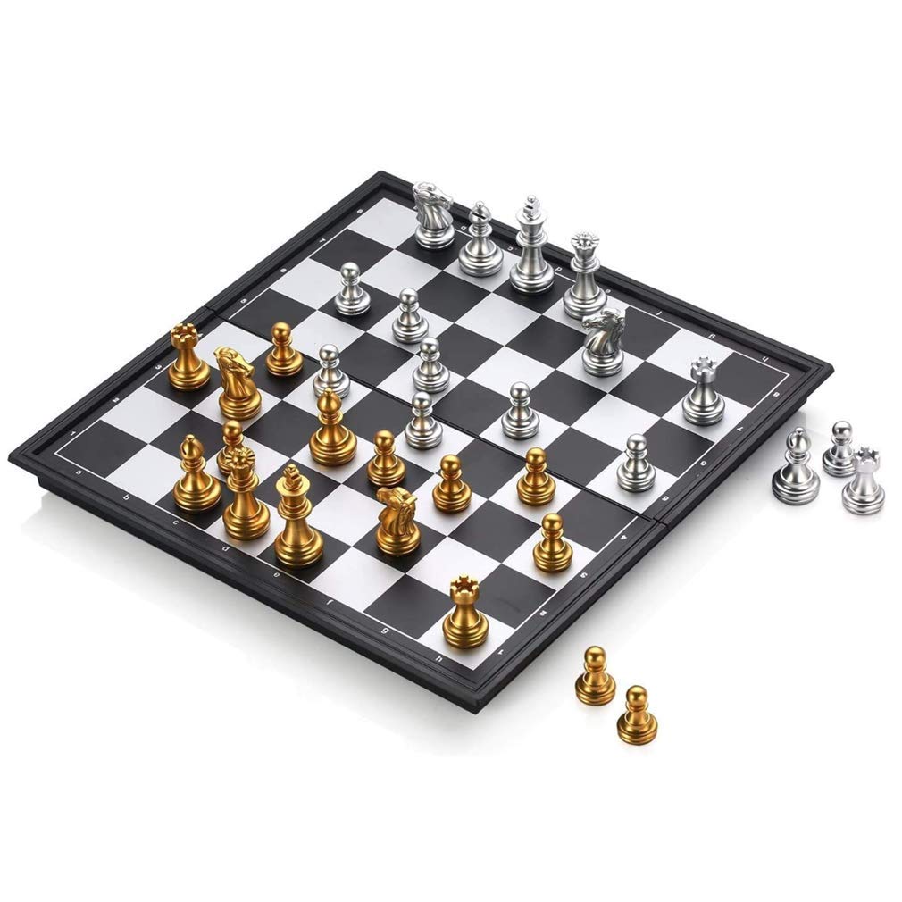 طقم ولوح شطرنج عالمي كبير الحجم وقابل للطي يصلح للعب الداما لوح محمول للسفر لعبة تنافسية، من ام انا
