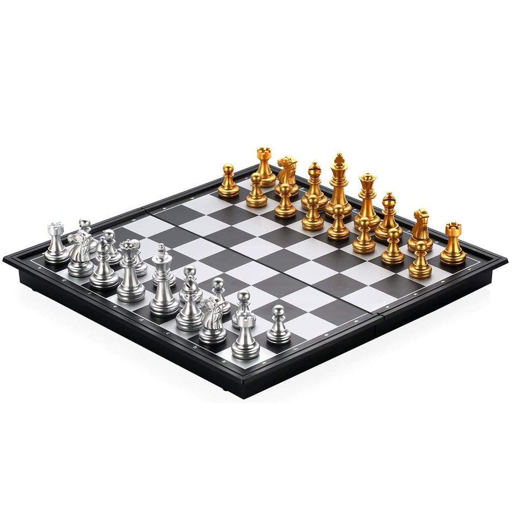طقم ولوح شطرنج عالمي كبير الحجم وقابل للطي يصلح للعب الداما لوح محمول للسفر لعبة تنافسية، من ام انا
