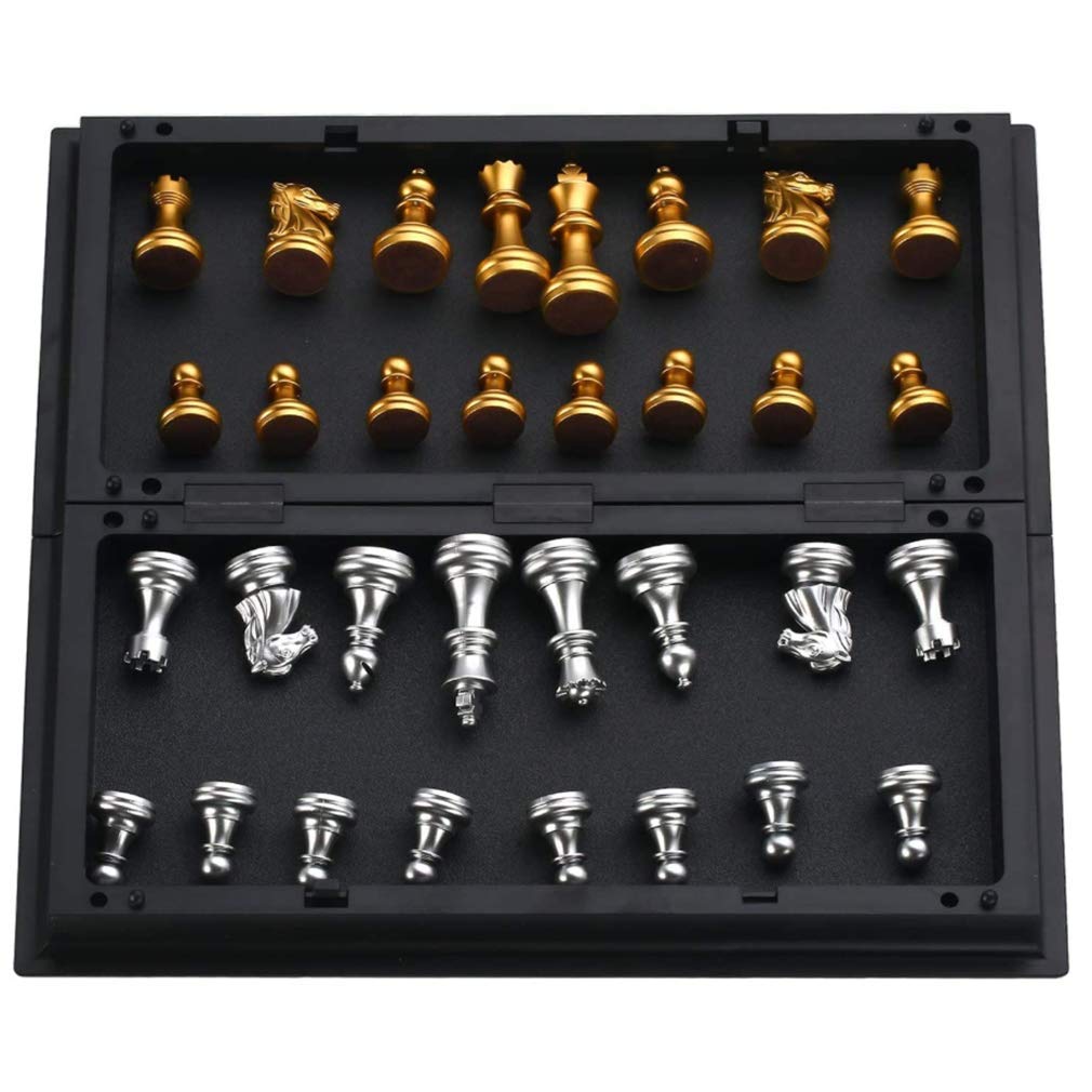 طقم ولوح شطرنج عالمي كبير الحجم وقابل للطي يصلح للعب الداما لوح محمول للسفر لعبة تنافسية، من ام انا