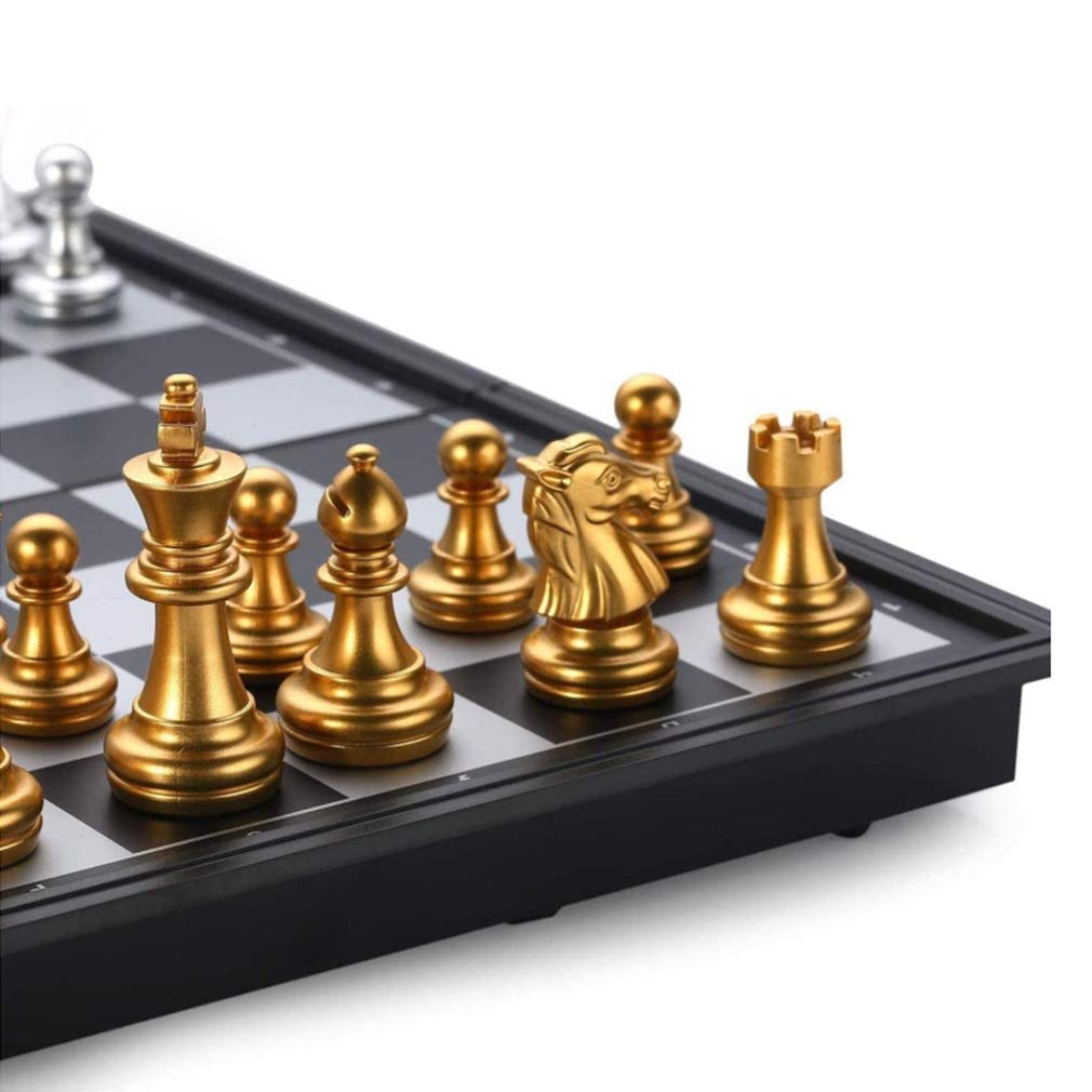 طقم ولوح شطرنج عالمي كبير الحجم وقابل للطي يصلح للعب الداما لوح محمول للسفر لعبة تنافسية، من ام انا