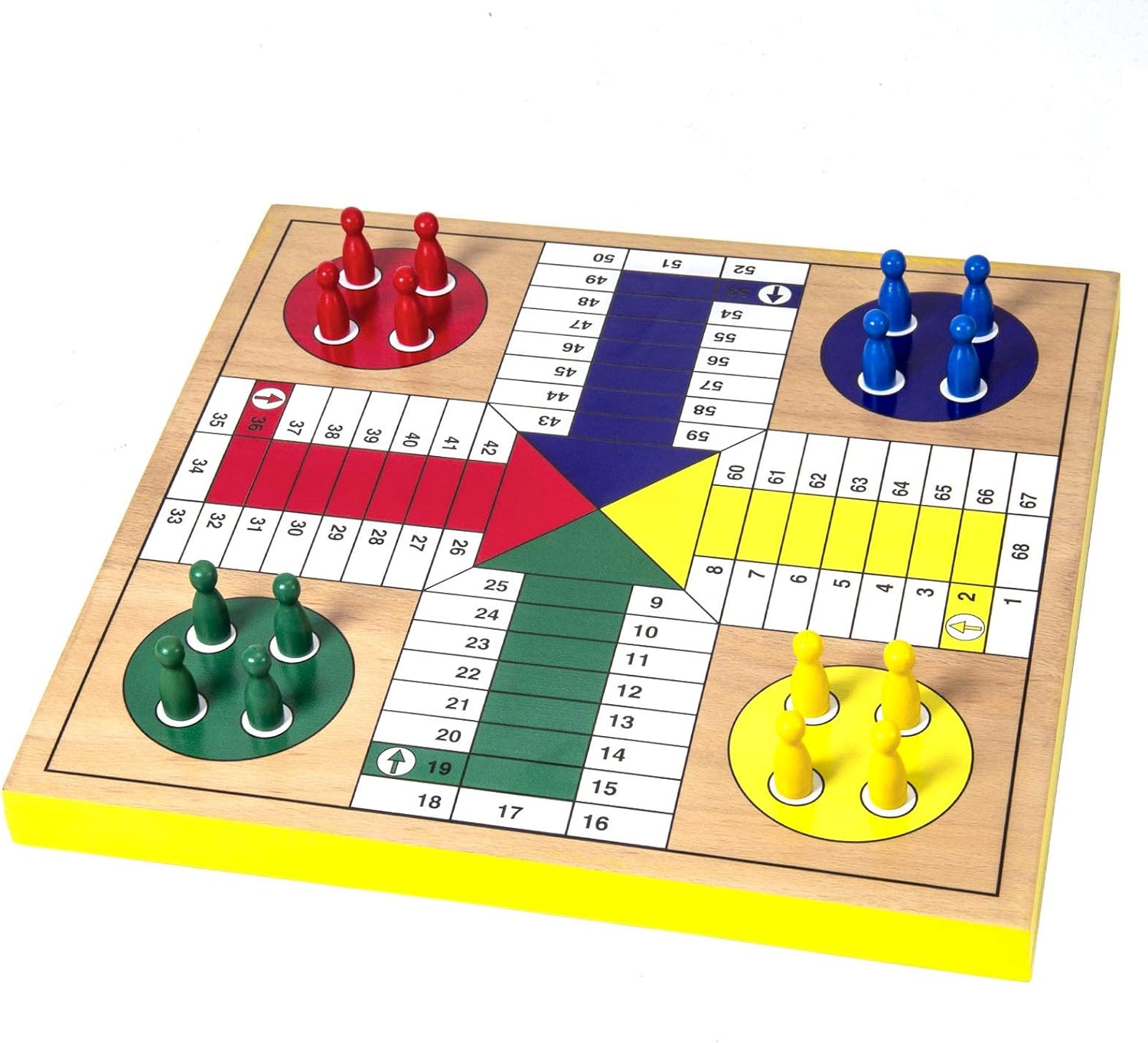 AMEROUS 12 بوصة لعبة لوح خشبي Ludo - ثعابين وسلالم ، 2 في 1 قابلة للعكس ، 1-4 لاعبين مجموعة ألعاب النرد العائلية للأطفال ، الكبار ، نسخة كلاسيكية على سطح الطاولة (معبأة في صندوق هدايا)، حيوانات