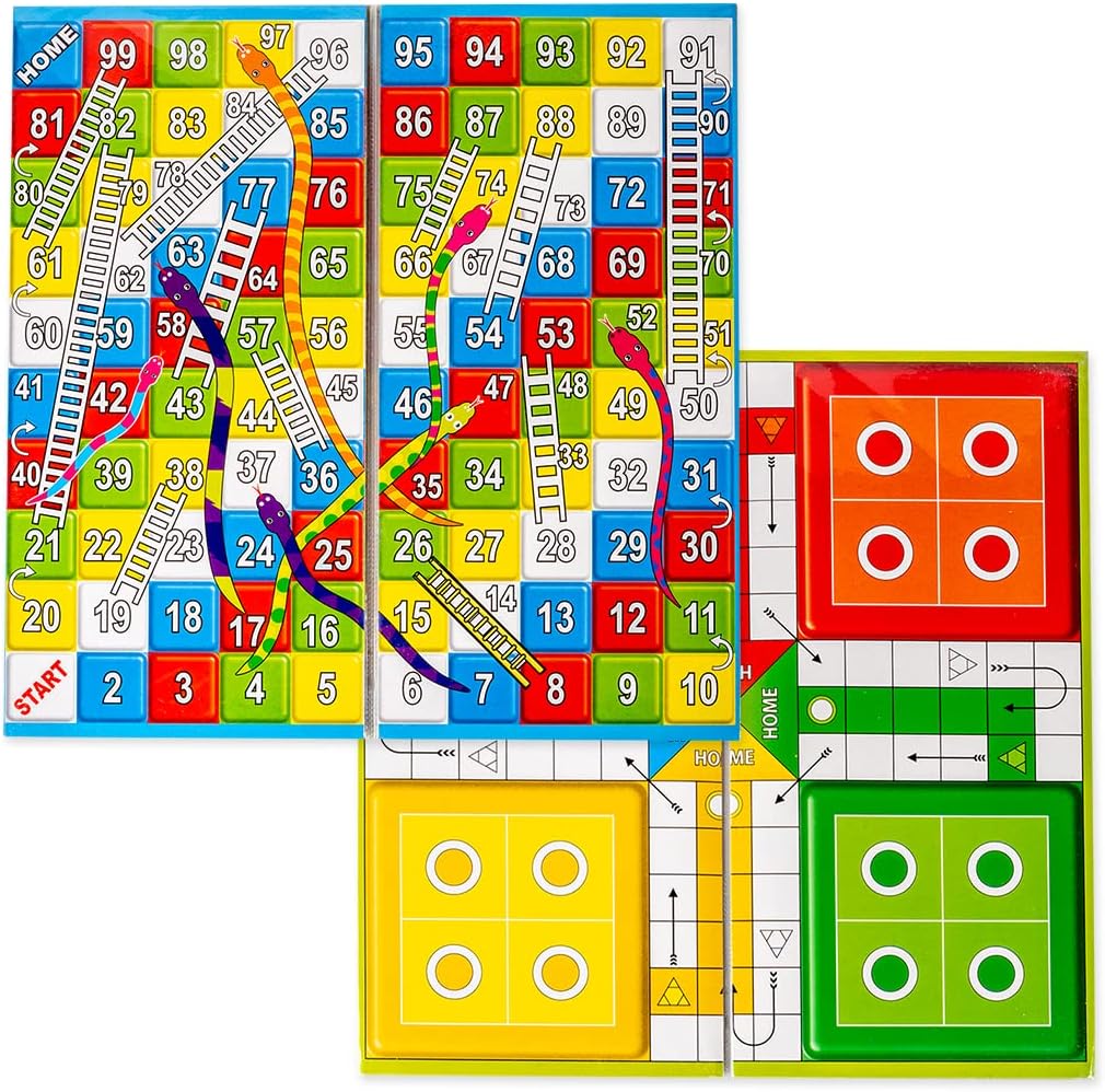 راتنا لعبة استراتيجية كلاسيكية على شكل ثعبان وسلالم صغيرة مع لودو 2 في 1 لرجال الاعمال الشباب