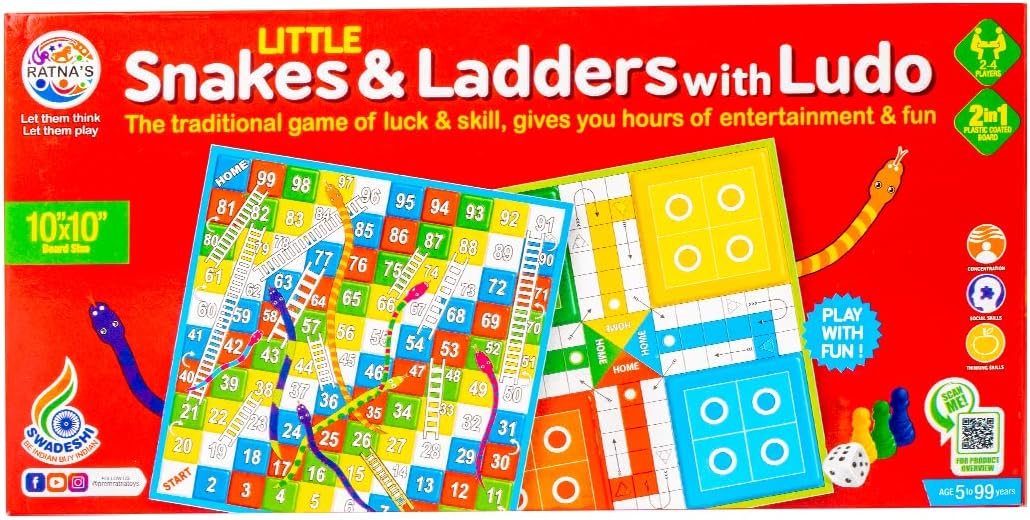 راتنا لعبة استراتيجية كلاسيكية على شكل ثعبان وسلالم صغيرة مع لودو 2 في 1 لرجال الاعمال الشباب
