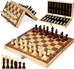 اماتير مجموعة شطرنج خشبية مغناطيسية 15.4 انش، مجموعة العاب لوح محمولة قابلة للطي مع قطع شطرنج مصنوعة يدويا من اللباد العاب تعليمية للبالغين والمراهقين، من اميرتير
