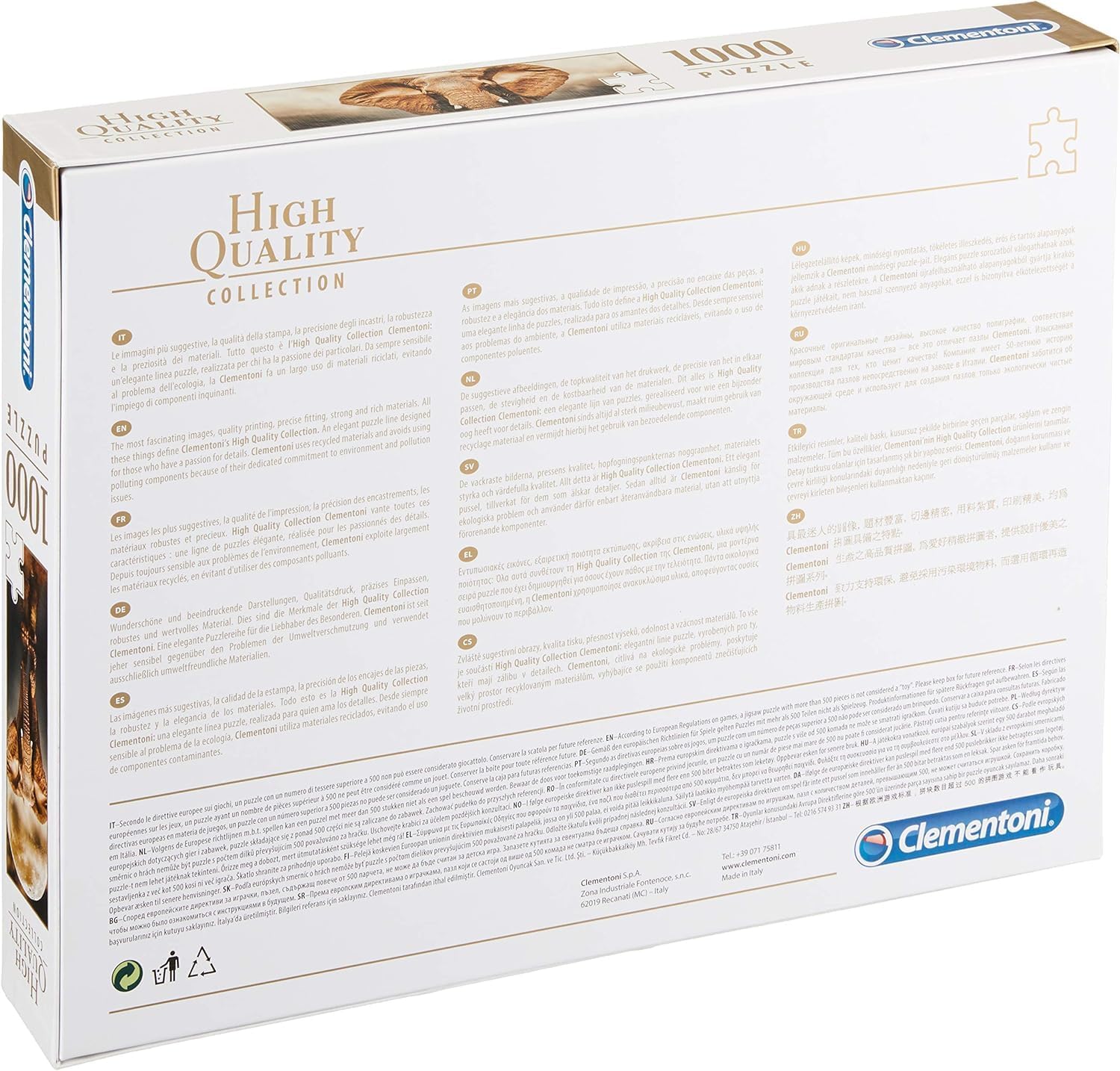 كلمنتوني بازل الفيل 1000 قطعة (69 × 50 سم)، مناسبة لديكور المنزل، بازل للكبار من عمر 14 سنوات فما فوق، 14 سنة إلى 99 سنة