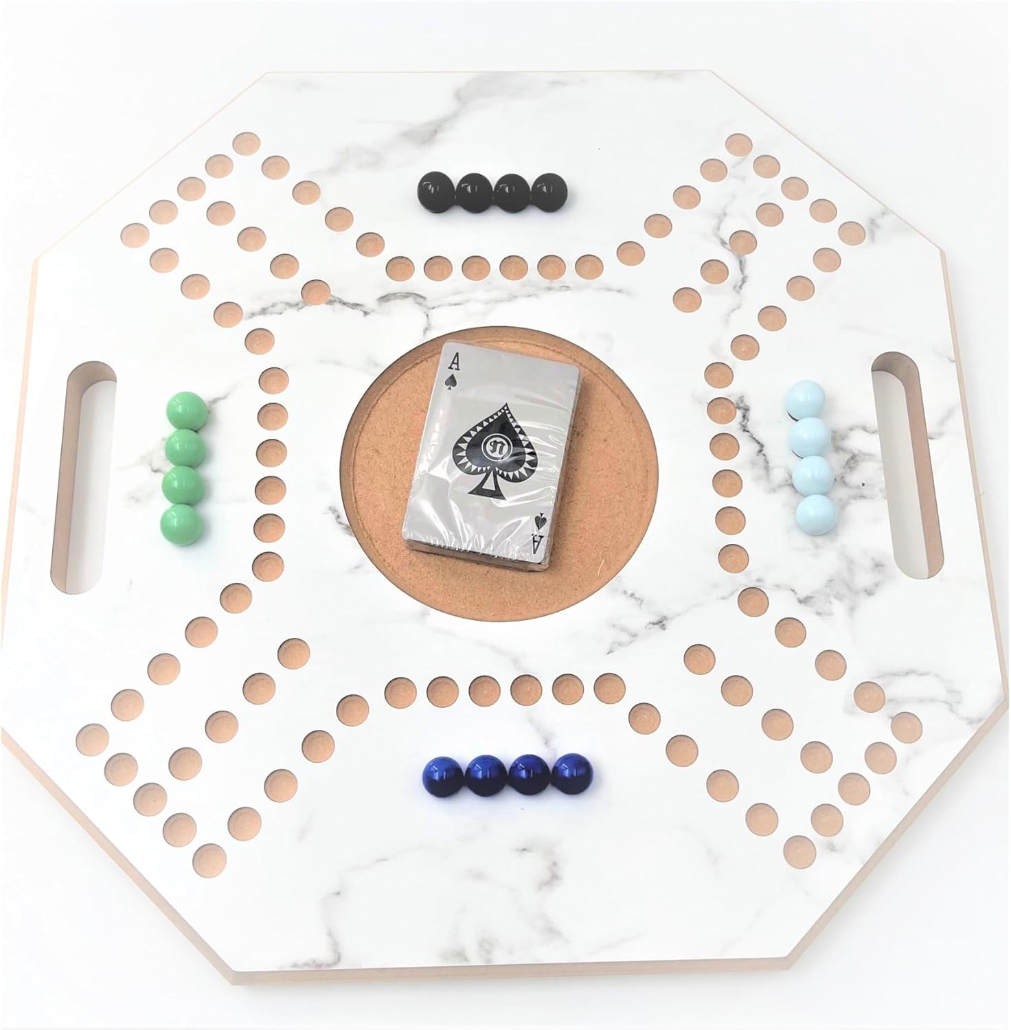 لعبة لوحية خشبية جاكارو، لـ 4 لاعبين مع كرات زجاجية وبطاقات، مقاس 39 × 39 سم، بلون بني، (استخدام باللغة الإنجليزية)، من فنز