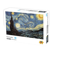 أحجية الصور المقطوعة لتخفيف الضغط من 1000 قطعة للبالغين - أحجية ورقية - ليلة مليئة بالنجوم للفنان فينسينت فان جوخ