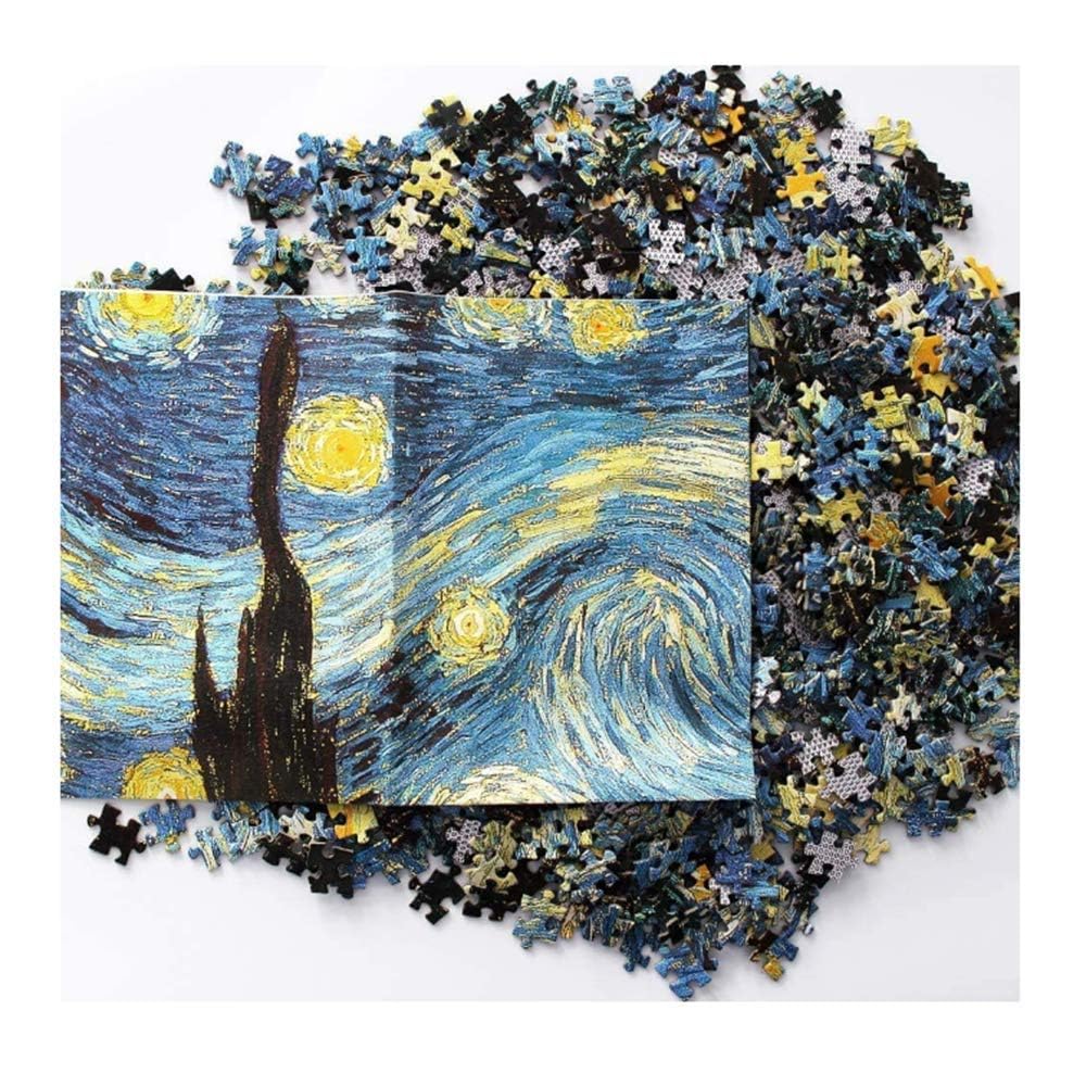 أحجية الصور المقطوعة لتخفيف الضغط من 1000 قطعة للبالغين - أحجية ورقية - ليلة مليئة بالنجوم للفنان فينسينت فان جوخ