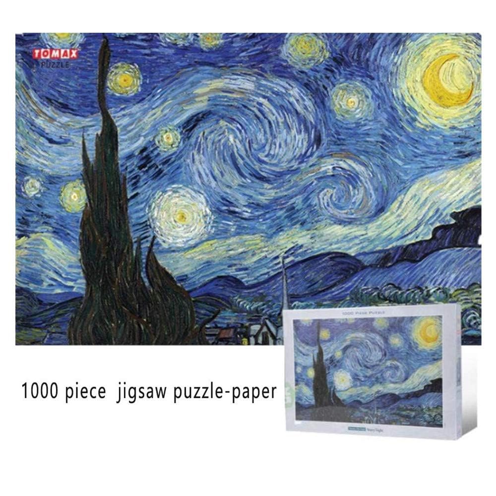 أحجية الصور المقطوعة لتخفيف الضغط من 1000 قطعة للبالغين - أحجية ورقية - ليلة مليئة بالنجوم للفنان فينسينت فان جوخ