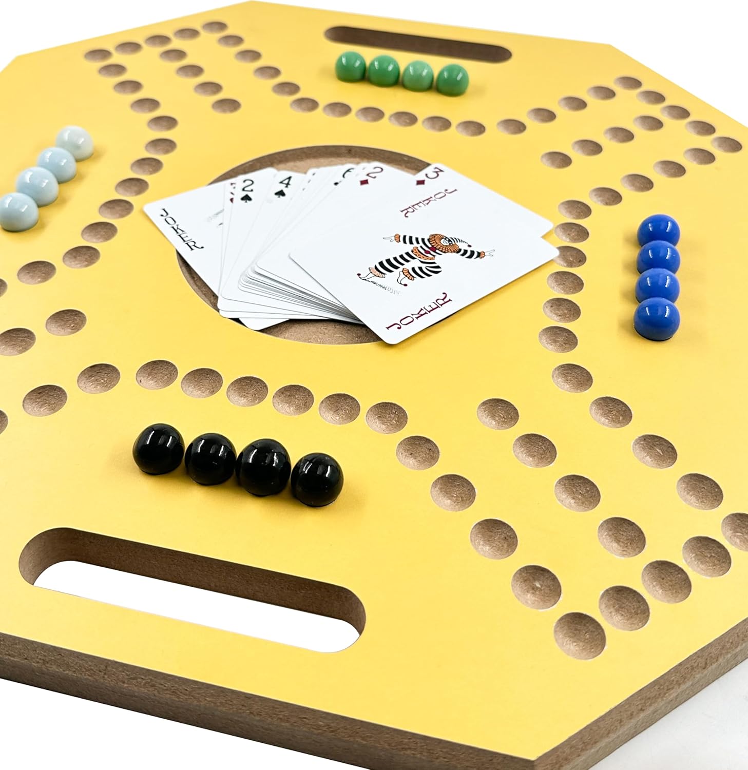 لعبة لوحية خشبية جاكارو، لـ 4 لاعبين مع كرات زجاجية وبطاقات، مقاس 39 × 39 سم، بلون بني، (استخدام باللغة الإنجليزية)، من فنز