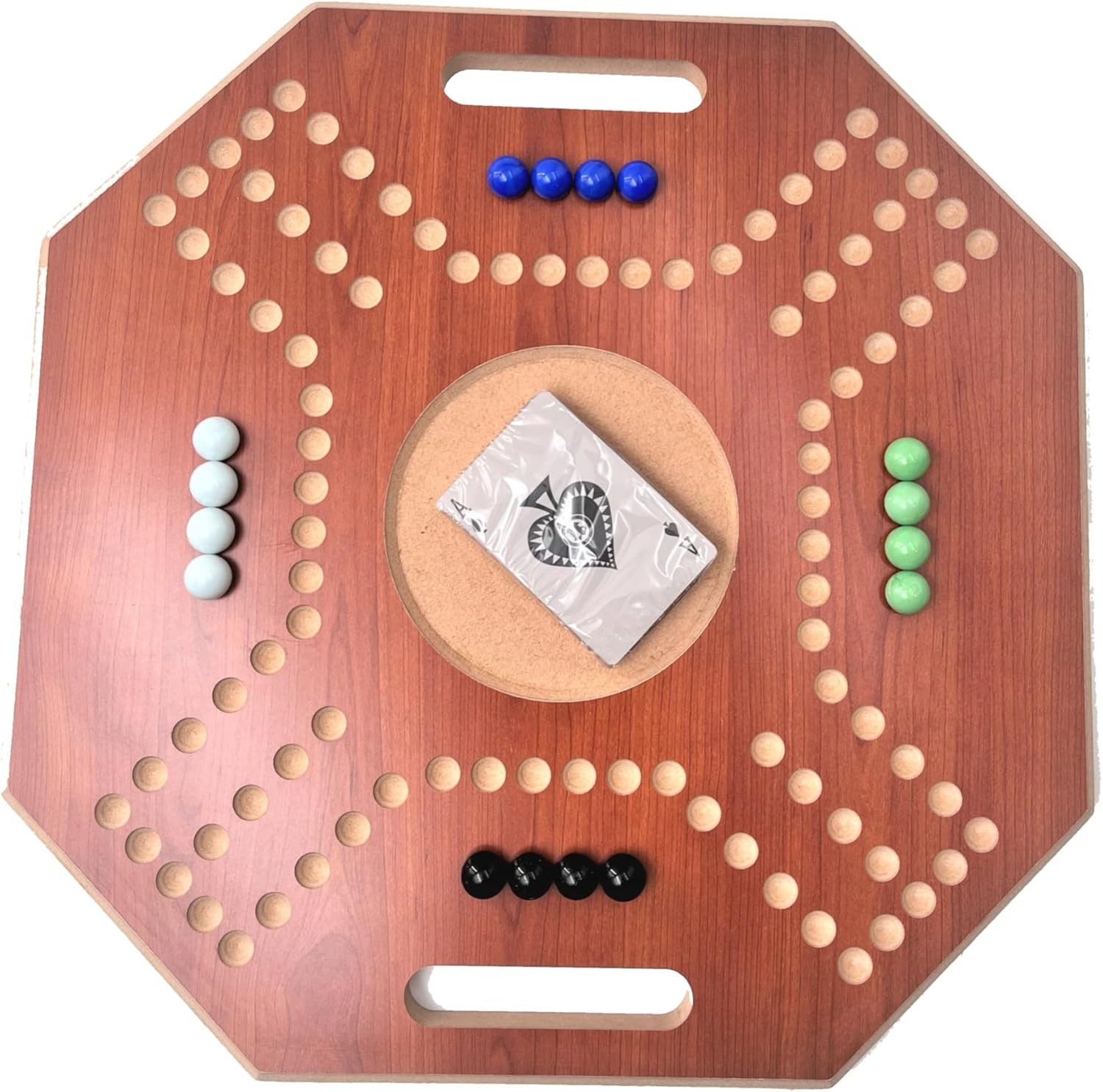 لعبة لوحية خشبية جاكارو، لـ 4 لاعبين مع كرات زجاجية وبطاقات، مقاس 39 × 39 سم، بلون بني، (استخدام باللغة الإنجليزية)، من فنز
