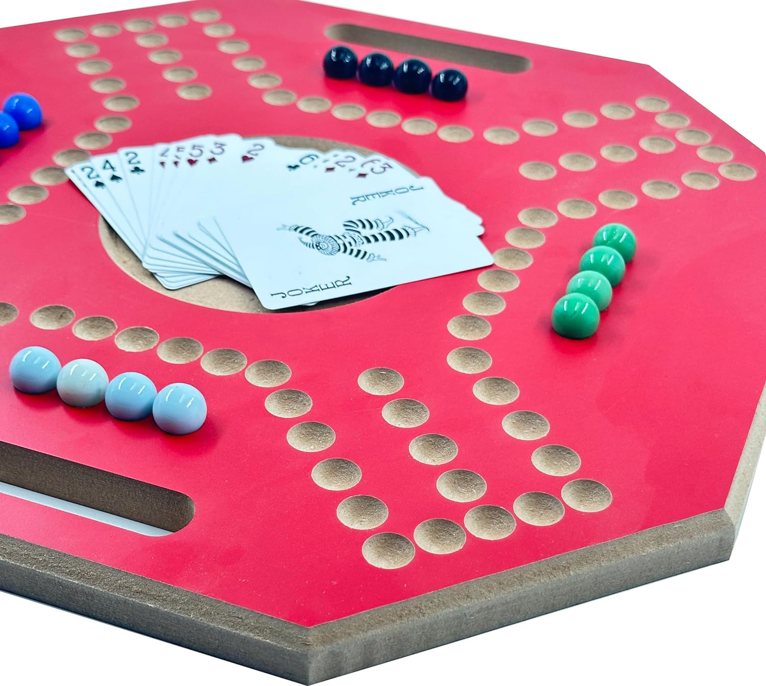 لعبة لوحية خشبية جاكارو، لـ 4 لاعبين مع كرات زجاجية وبطاقات، مقاس 39 × 39 سم، بلون بني، (استخدام باللغة الإنجليزية)، من فنز