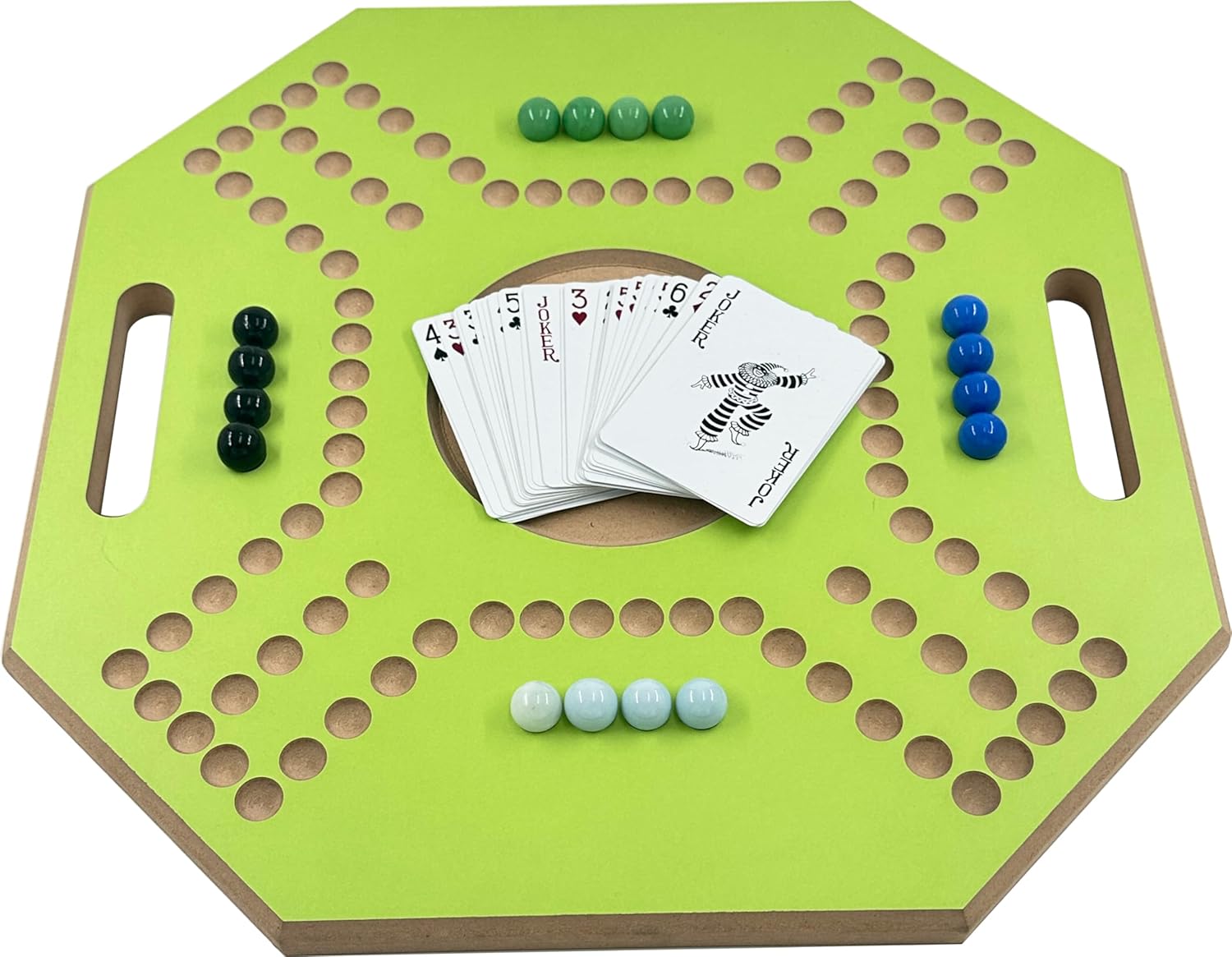 لعبة لوحية خشبية جاكارو، لـ 4 لاعبين مع كرات زجاجية وبطاقات، مقاس 39 × 39 سم، بلون بني، (استخدام باللغة الإنجليزية)، من فنز