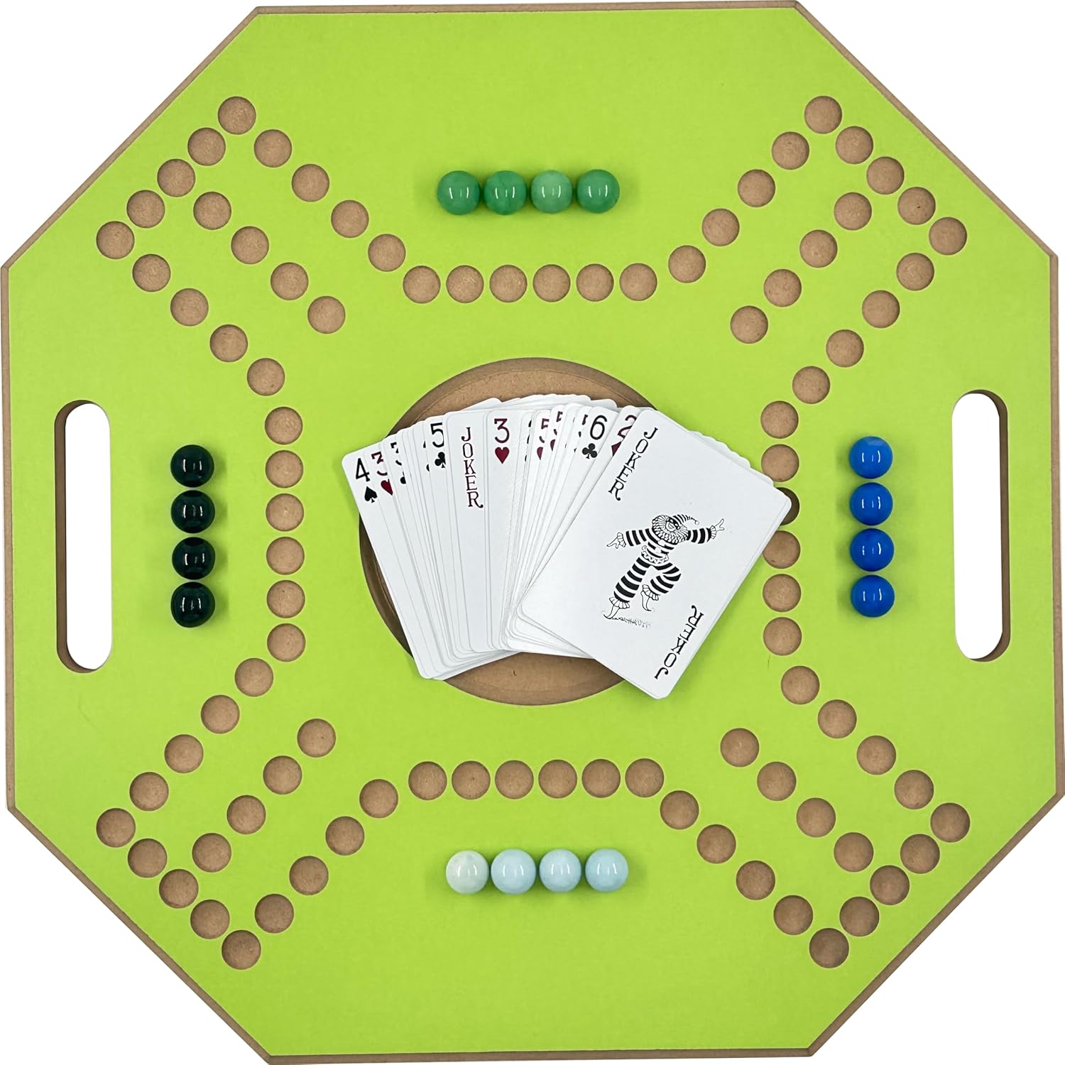 لعبة لوحية خشبية جاكارو، لـ 4 لاعبين مع كرات زجاجية وبطاقات، مقاس 39 × 39 سم، بلون بني، (استخدام باللغة الإنجليزية)، من فنز