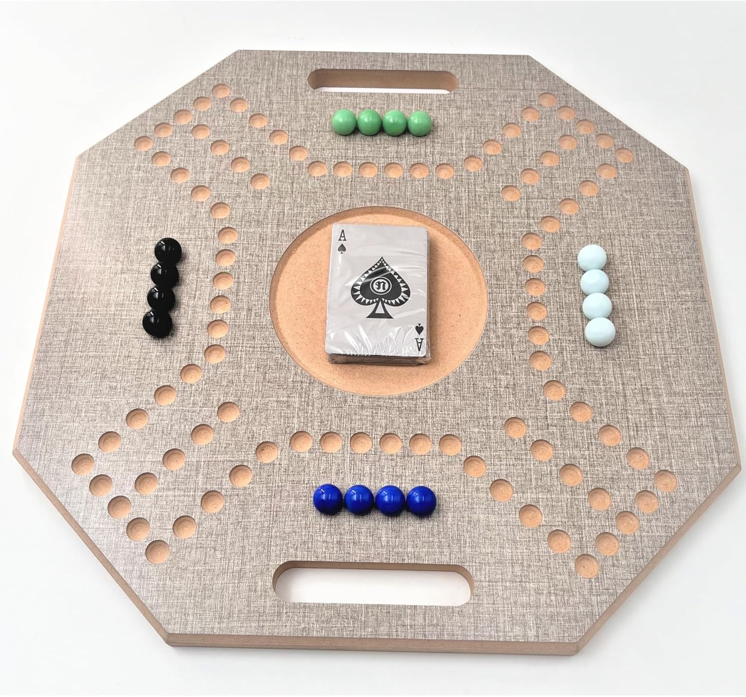 لعبة لوحية خشبية جاكارو، لـ 4 لاعبين مع كرات زجاجية وبطاقات، مقاس 39 × 39 سم، بلون بني، (استخدام باللغة الإنجليزية)، من فنز