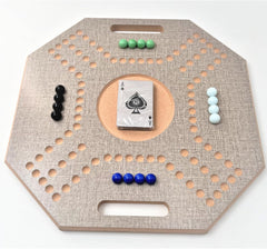 لعبة لوحية خشبية جاكارو، لـ 4 لاعبين مع كرات زجاجية وبطاقات، مقاس 39 × 39 سم، بلون بني، (استخدام باللغة الإنجليزية)، من فنز