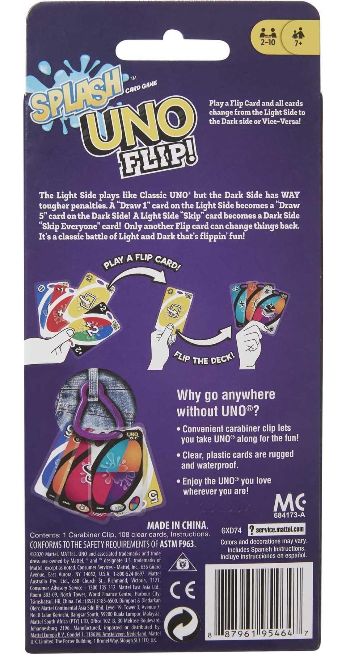 لعبة اونو من ماتل لعبة بطاقات فليب!، متعددة الالوان، قياسية (طراز GDR44)، الورق