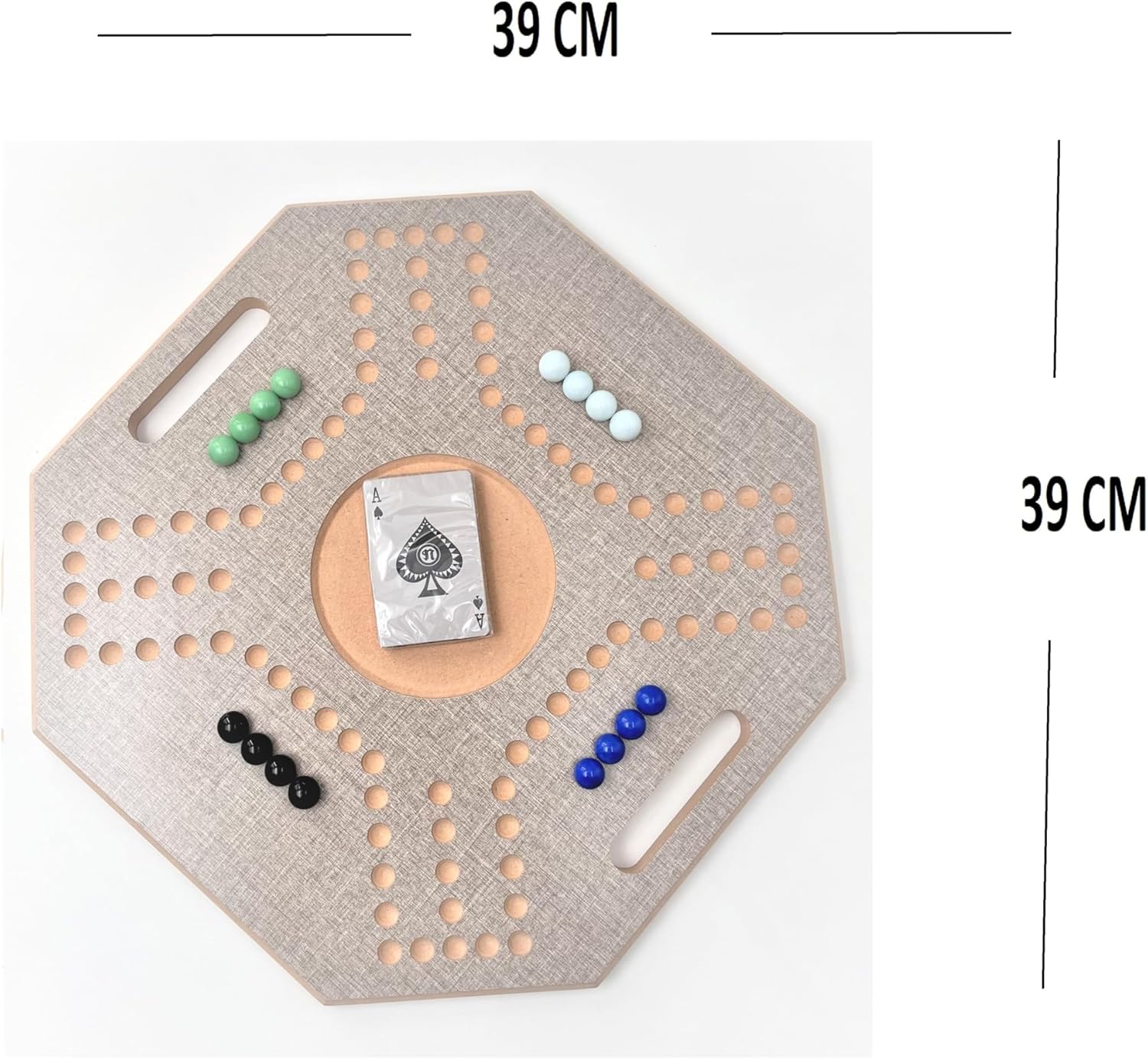 لعبة لوحية خشبية جاكارو، لـ 4 لاعبين مع كرات زجاجية وبطاقات، مقاس 39 × 39 سم، بلون بني، (استخدام باللغة الإنجليزية)، من فنز