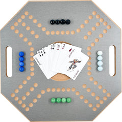 لعبة لوحية خشبية جاكارو، لـ 4 لاعبين مع كرات زجاجية وبطاقات، مقاس 39 × 39 سم، بلون بني، (استخدام باللغة الإنجليزية)، من فنز