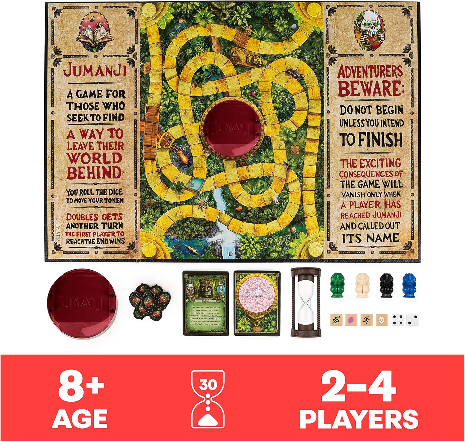 لعبة جامانجي ذا جيم، لعبة الطاولة العائلية الكلاسيكية المخيفة المبنية على فيلم اكشن كوميدي، مناسبة للاطفال والكبار من سن 8 سنوات فما فوق، من سبين ماستر