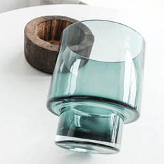 Serenity Wood Base Glass Vases