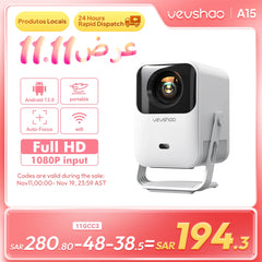 Vevshao A15 Smart Projector Portable Android 13 Projector Dual WiFi Auto Keystone Focus Pocket Beamer Home Meeting Video Cinema