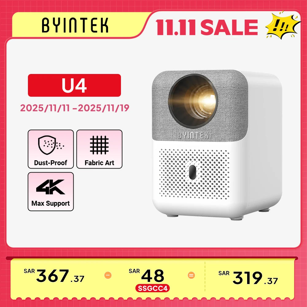 BYINTEK LOVE U4 Smart Mini Home Theater Projector 4K 1080P Video Android WIFI for Smartphone Cinema