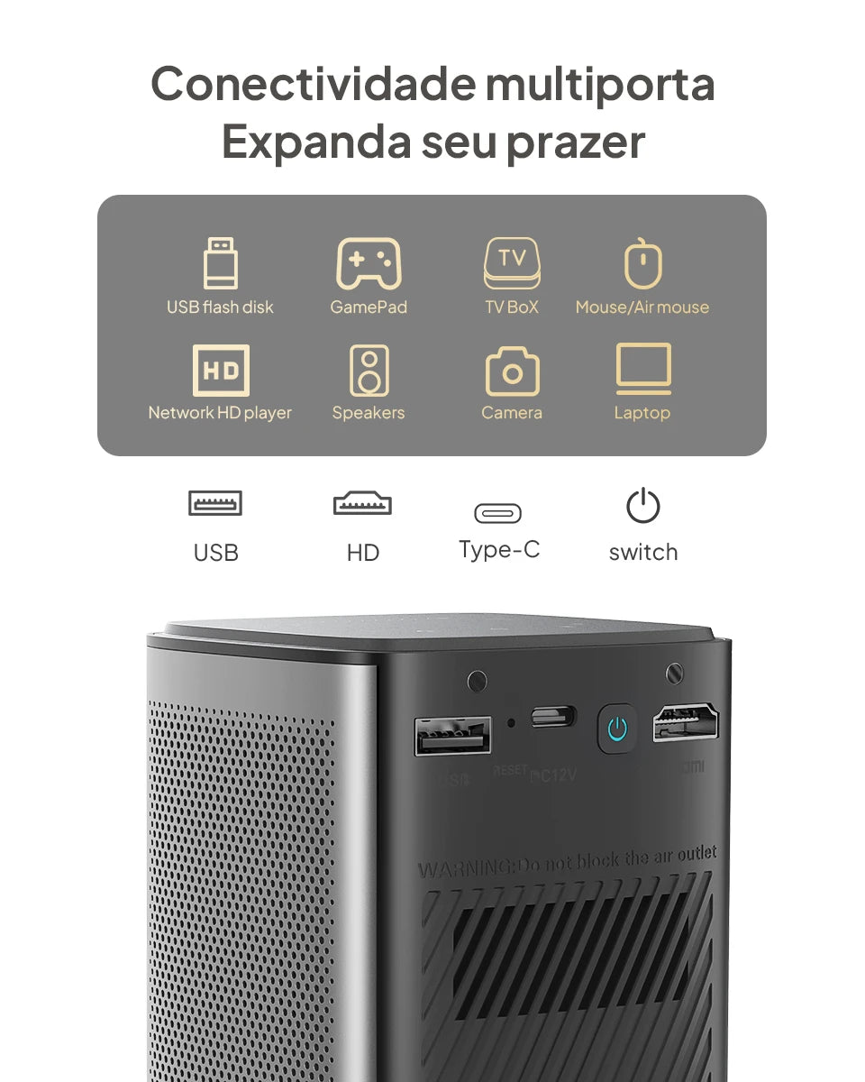 BYINTEK P70X Portable Mini Projector with Built-in Battery 4K Support 3D Wifi for Outdoor Movie Night Home Theater Projectors