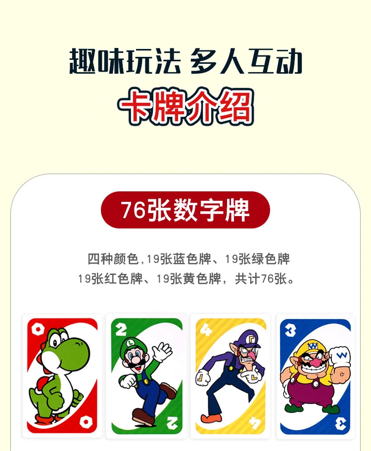 Genuine Mattel Games Uno Super Mario Card Game For Family Night Featuring Tv Show Themed Graphics And A Special Rule 2-10 Player