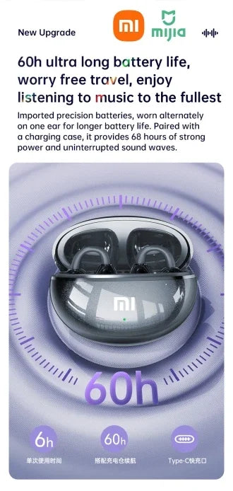 Xiaomi M91 Wireless Bluetooth Earphones with Bone Conduction Noise Reduction for High Definition Calls, Suitable for IOS and And