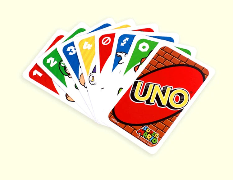 Genuine Mattel Games Uno Super Mario Card Game For Family Night Featuring Tv Show Themed Graphics And A Special Rule 2-10 Player