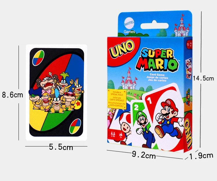 Genuine Mattel Games Uno Super Mario Card Game For Family Night Featuring Tv Show Themed Graphics And A Special Rule 2-10 Player