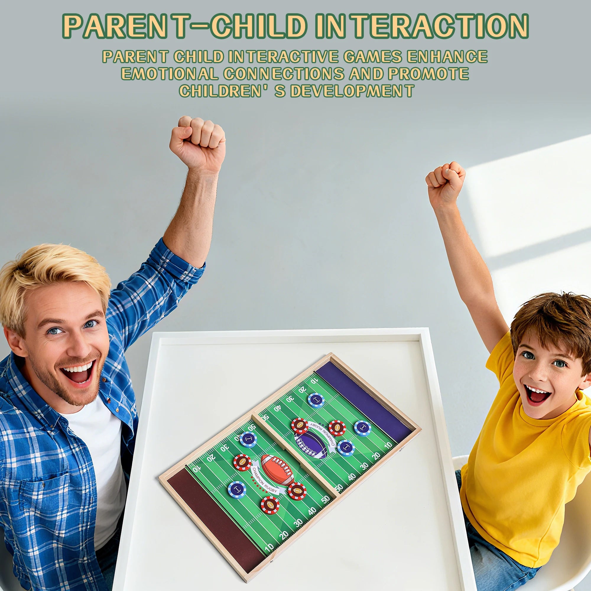 AIUAZA Rugby Fast Classic Slingshot Puck Game Wooden Air Hockey Board Games for Family Game Night or Friends Party,Table Games