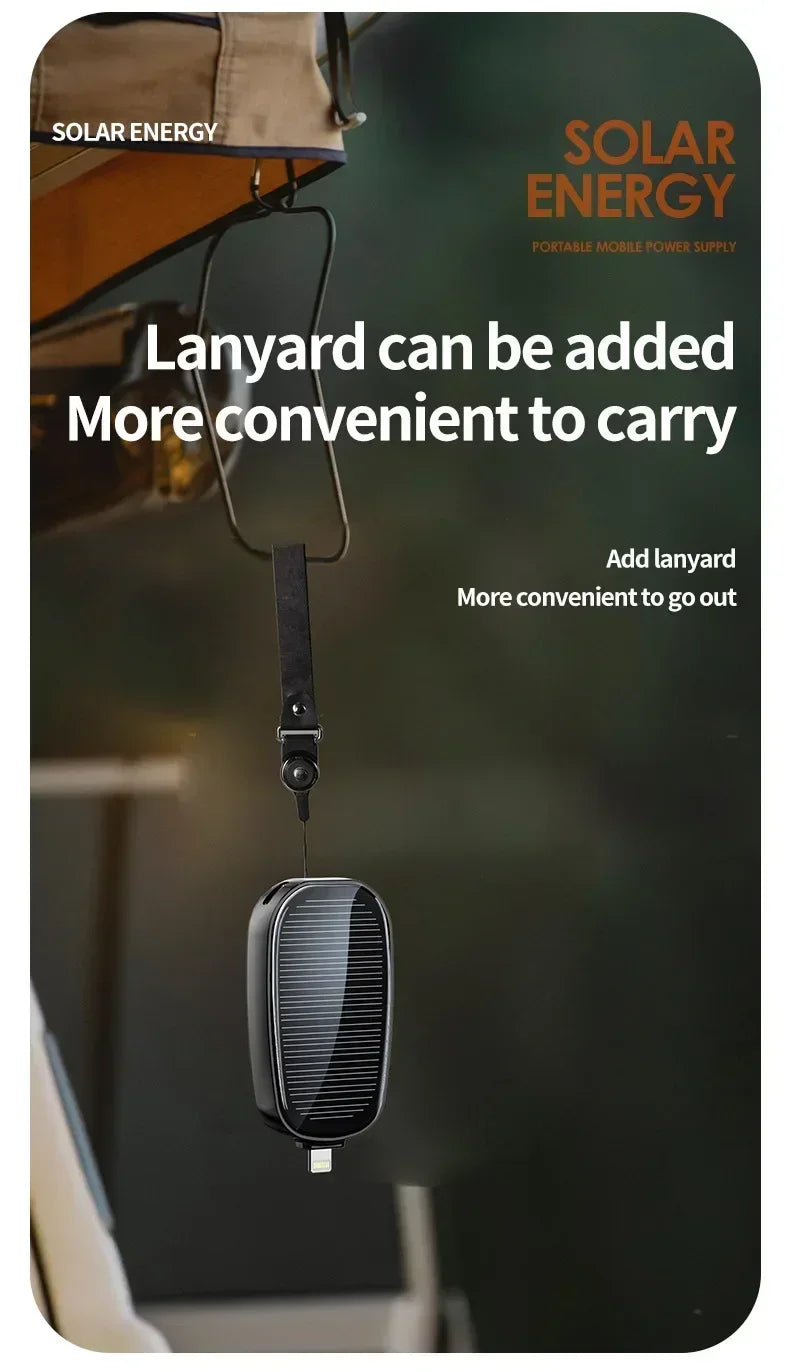 Solar Power Bank Mini Key Ring Portable Charger 1200mAh Outdoor Camping External Battery Emergent Power Cargador Portátil 보조배터리